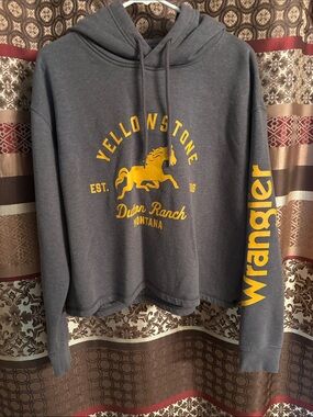 Wrangler Charcoal Hoodie with Yellow Yellowstone Graphic